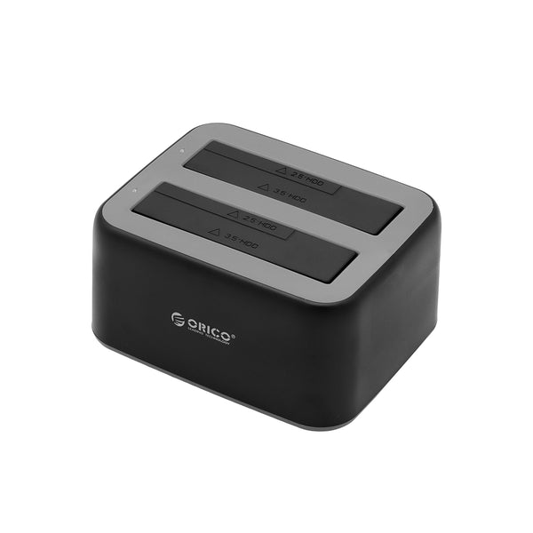 Docking Station con clonadora de Disco 2 Bahias 2.5/3.5 ORICO-6829C3-V1-US-BK-BP