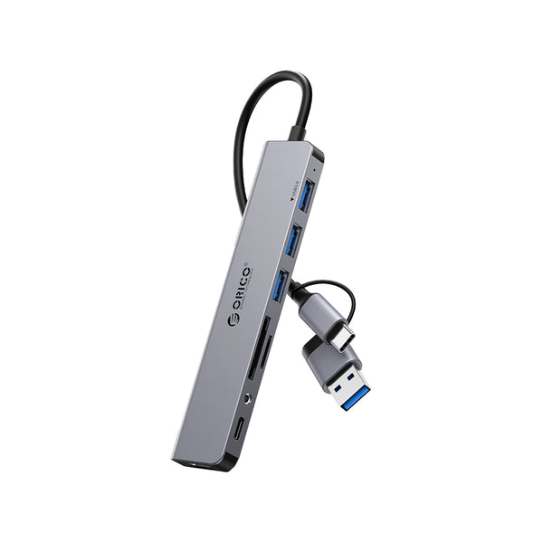 Hub Tipo C con adaptador USB, 8 en 1 ORICO-YSA8-U3-GY-BP